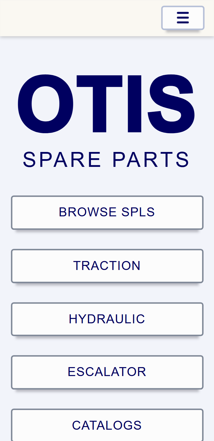 Otis Spare Parts App mobile home page